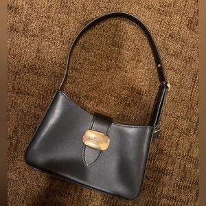 Coach Black Leather Shoulder Bag with Gold Accent